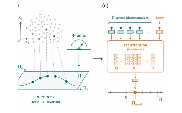 Dimensionless Pi-groups fed to a set transformer
